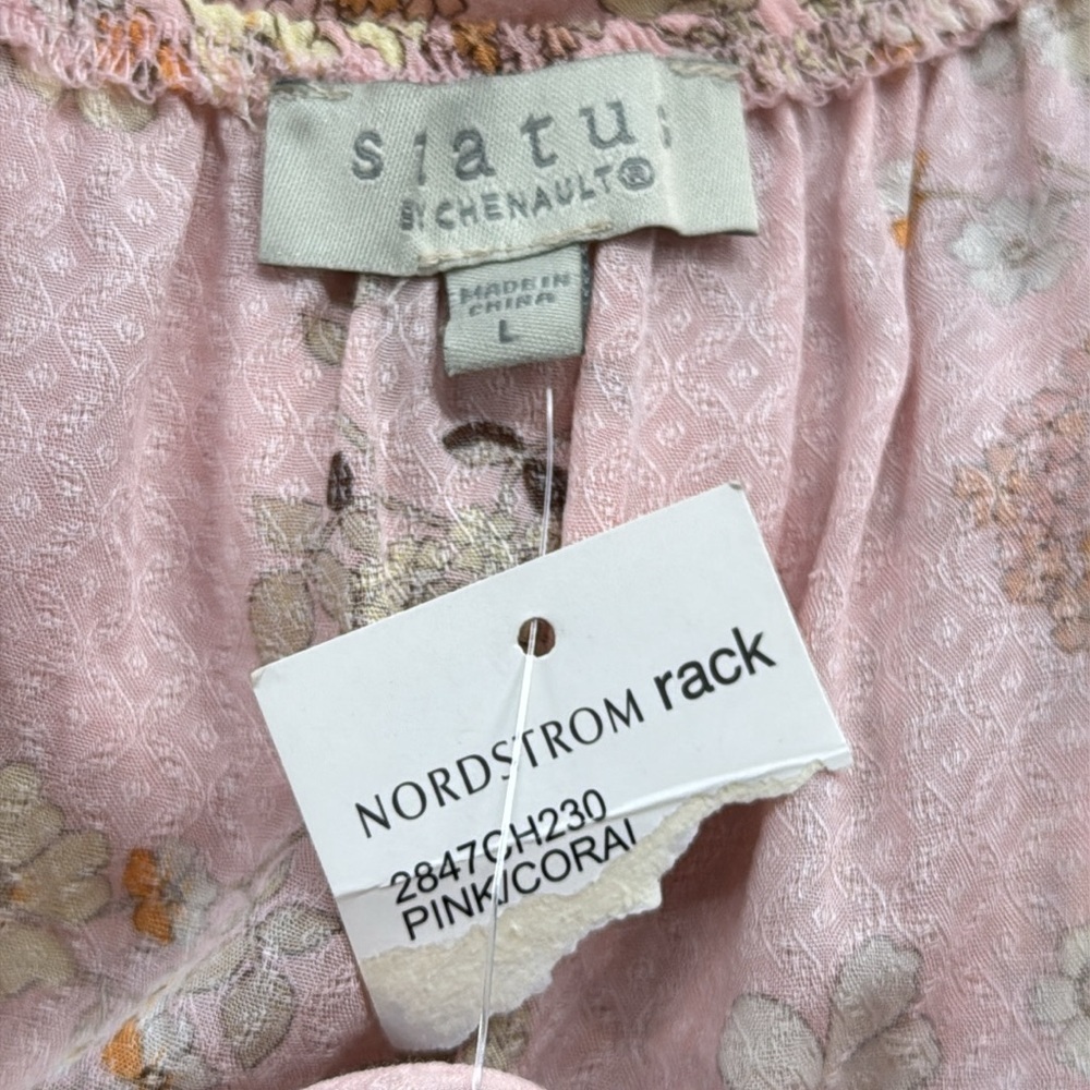 Status by Chenault NWT Pink Coral Flared 3/4 Length Sleeve Floral Peasant Top - Picture 10 of 11